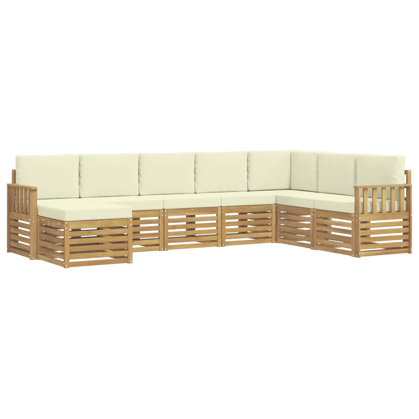 Outdoor-Sofagarnitur 8 pcs Weiß und Creme 306 x 187,5 x 73 cm