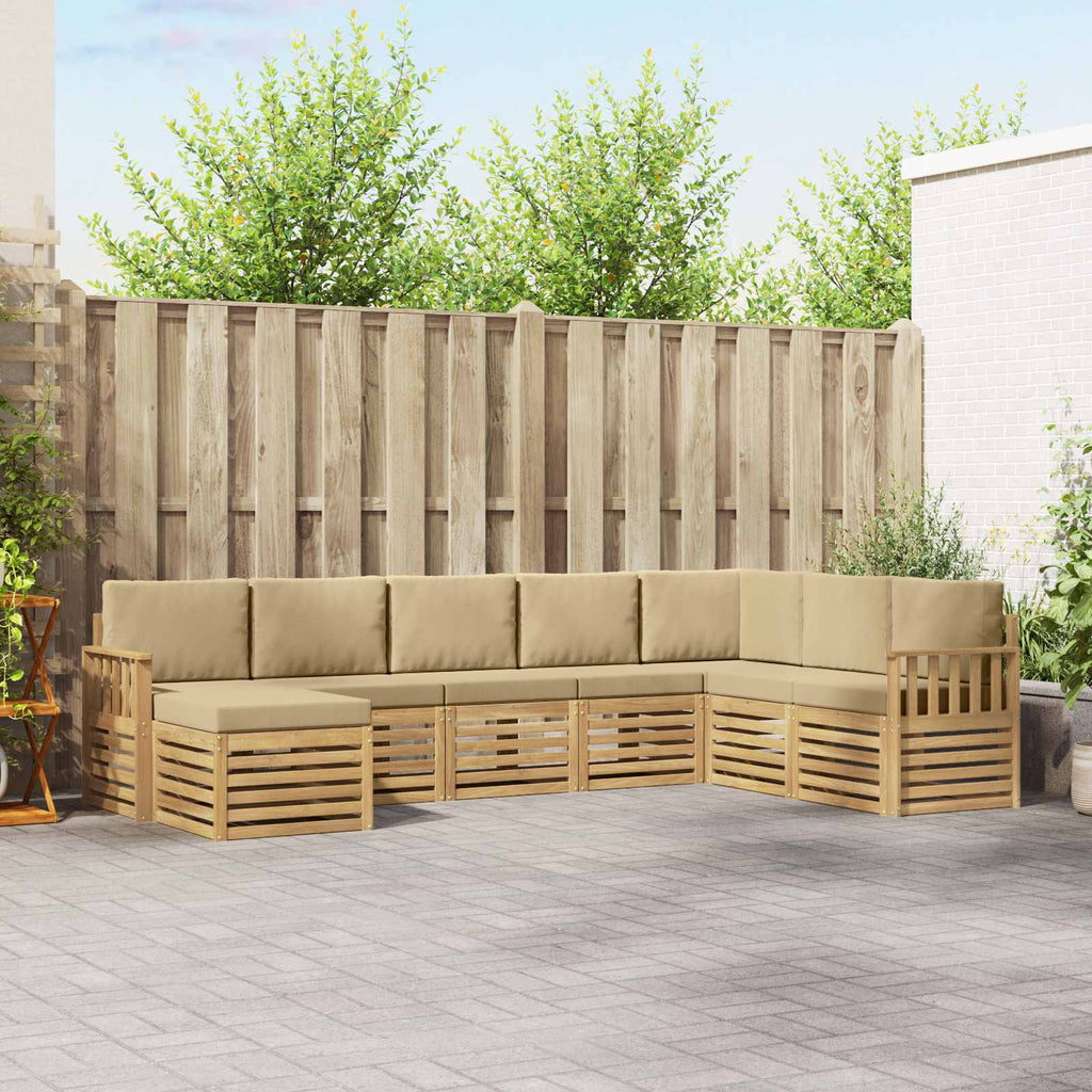 Outdoor-Sofagarnitur 6 pcs Weiß und Beige 306 x 128,5 x 73 cm
