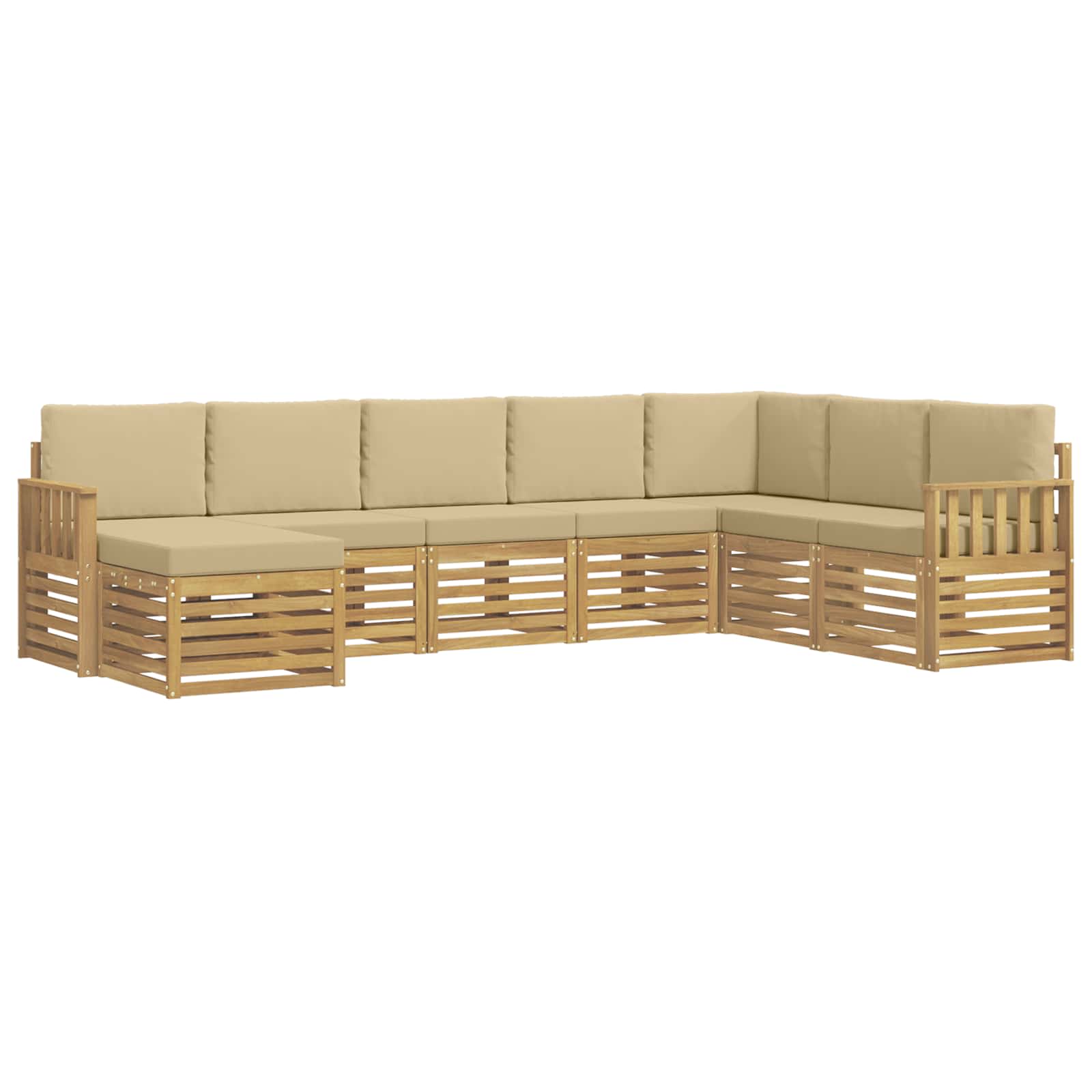 Outdoor-Sofagarnitur 6 pcs Weiß und Beige 306 x 128,5 x 73 cm