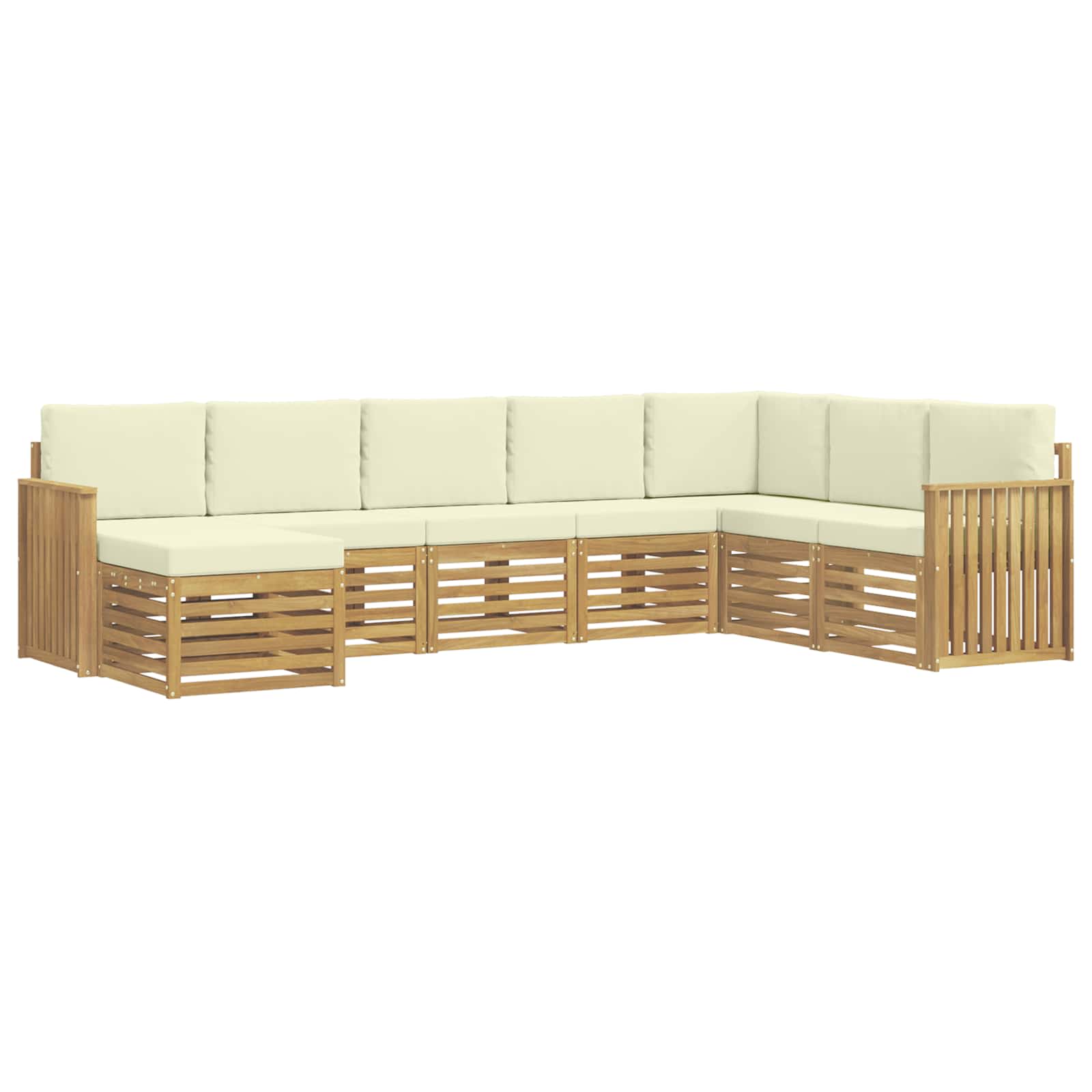 Outdoor-Sofagarnitur 8 pcs Weiß und Creme 306 x 187,5 x 73 cm