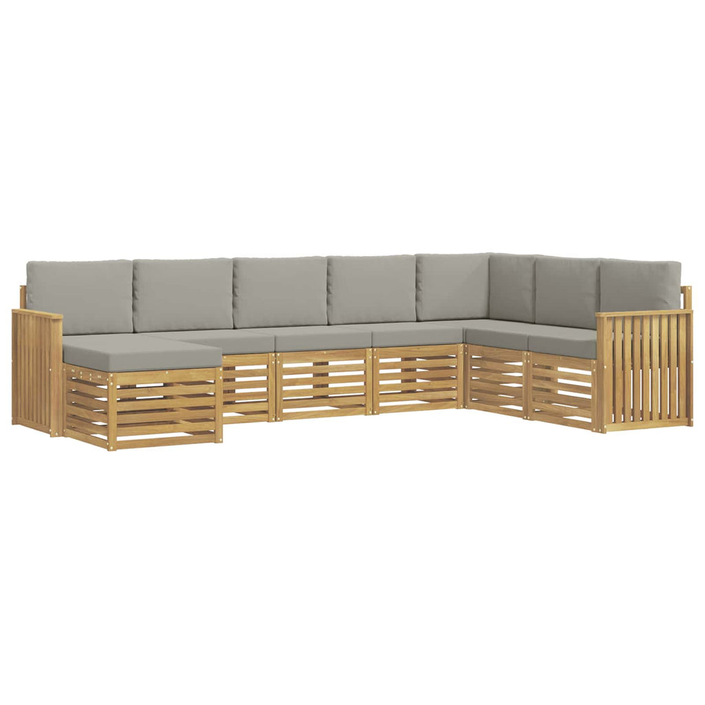 Outdoor-Sofagarnitur 8 pcs Weiß und Hellgrau