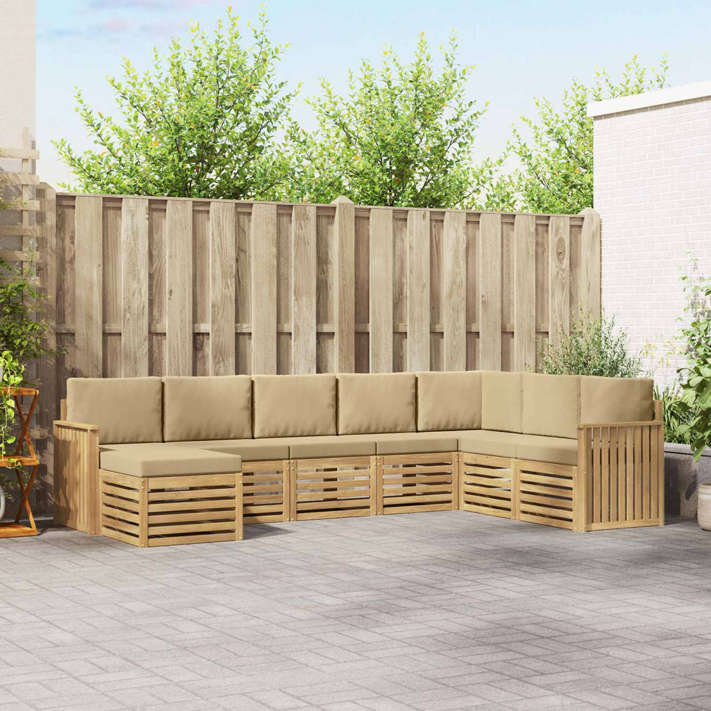 Outdoor-Sofagarnitur 8 pcs Weiß und Beige 306 x 187,5 x 73 cm