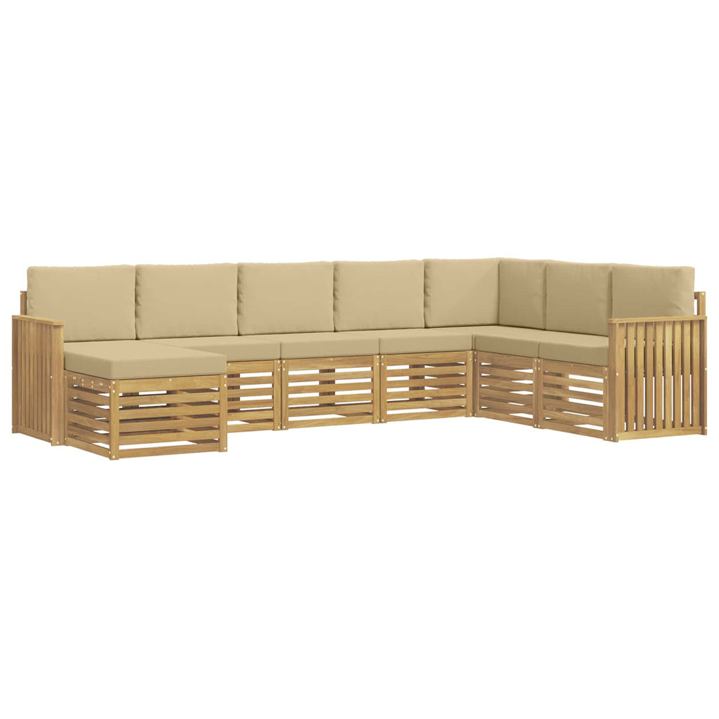 Outdoor-Sofagarnitur 8 pcs Weiß und Beige 306 x 187,5 x 73 cm