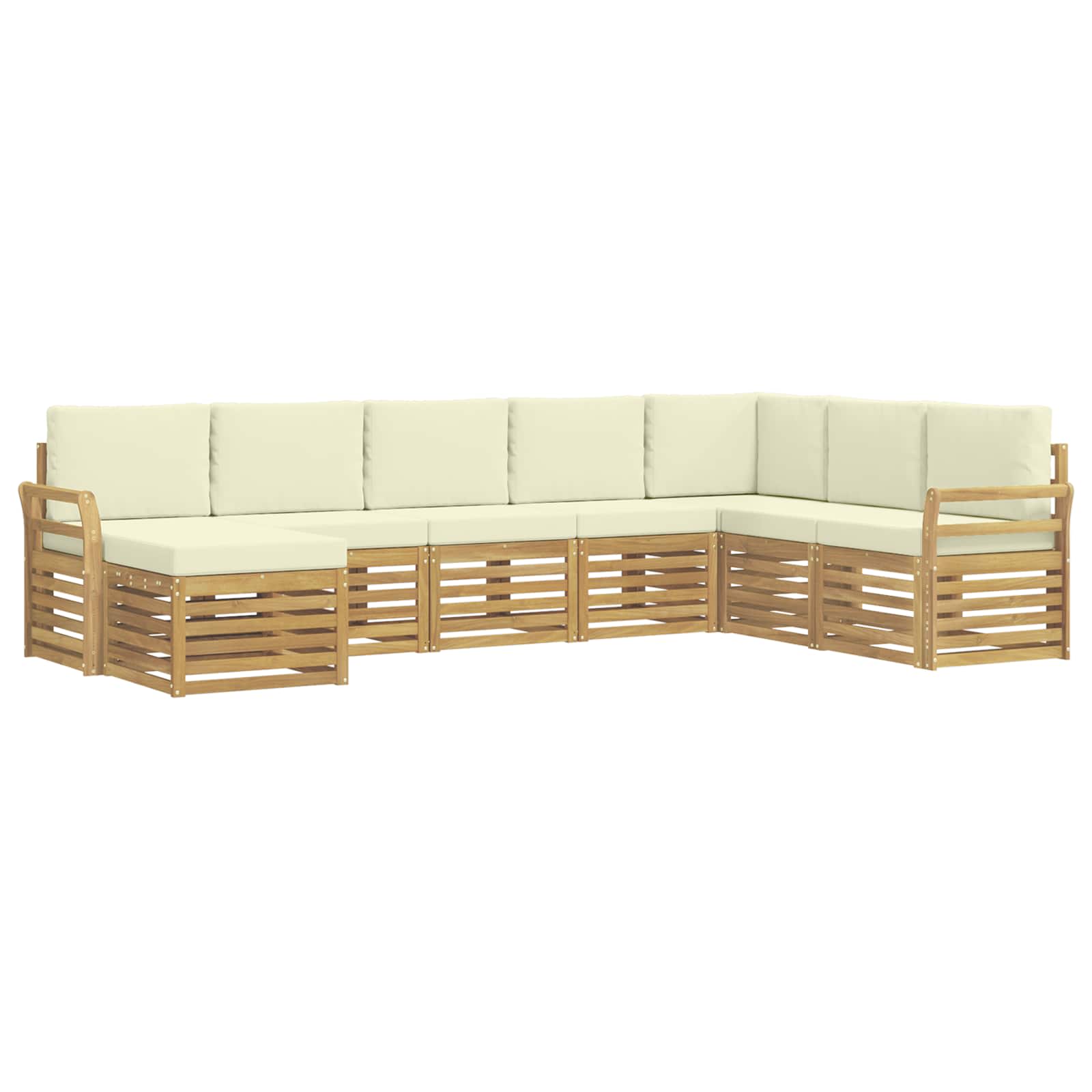 Outdoor-Sofagarnitur 8 pcs Weiß und Creme 308 x 190 x 73 cm