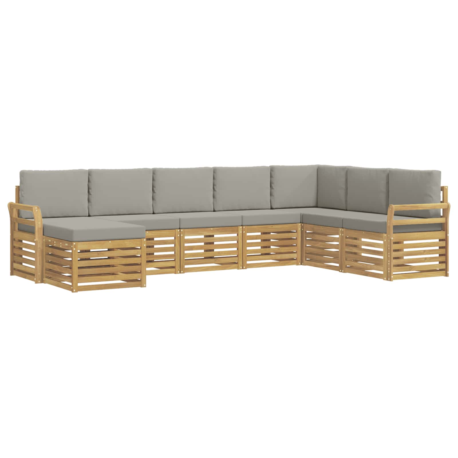 Outdoor-Sofagarnitur 8 pcs Weiß und Hellgrau 308 x 190 x 73 cm