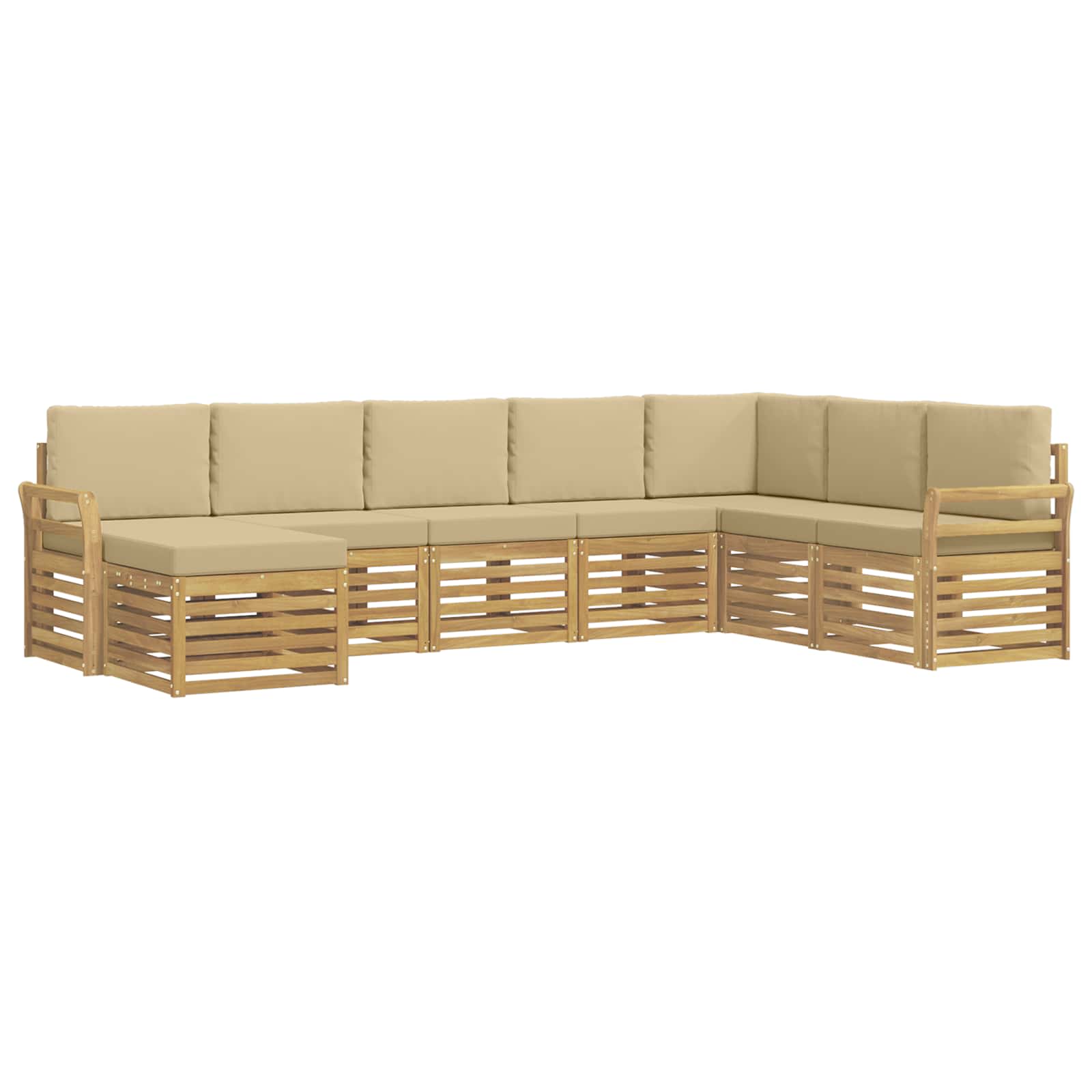 Outdoor-Sofagarnitur 8 pcs Weiß und Beige 308 x 190 x 73 cm