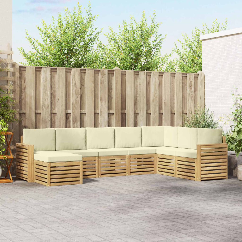 Outdoor-Sofagarnitur 8 pcs Weiß und Creme 310 x 191,5 x 73 cm