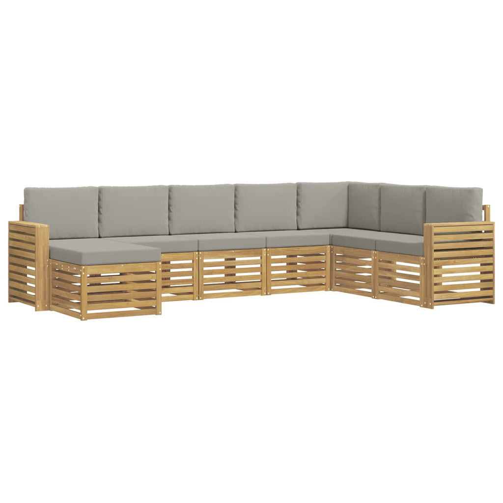 Outdoor-Sofagarnitur 8 pcs Weiß und Hellgrau