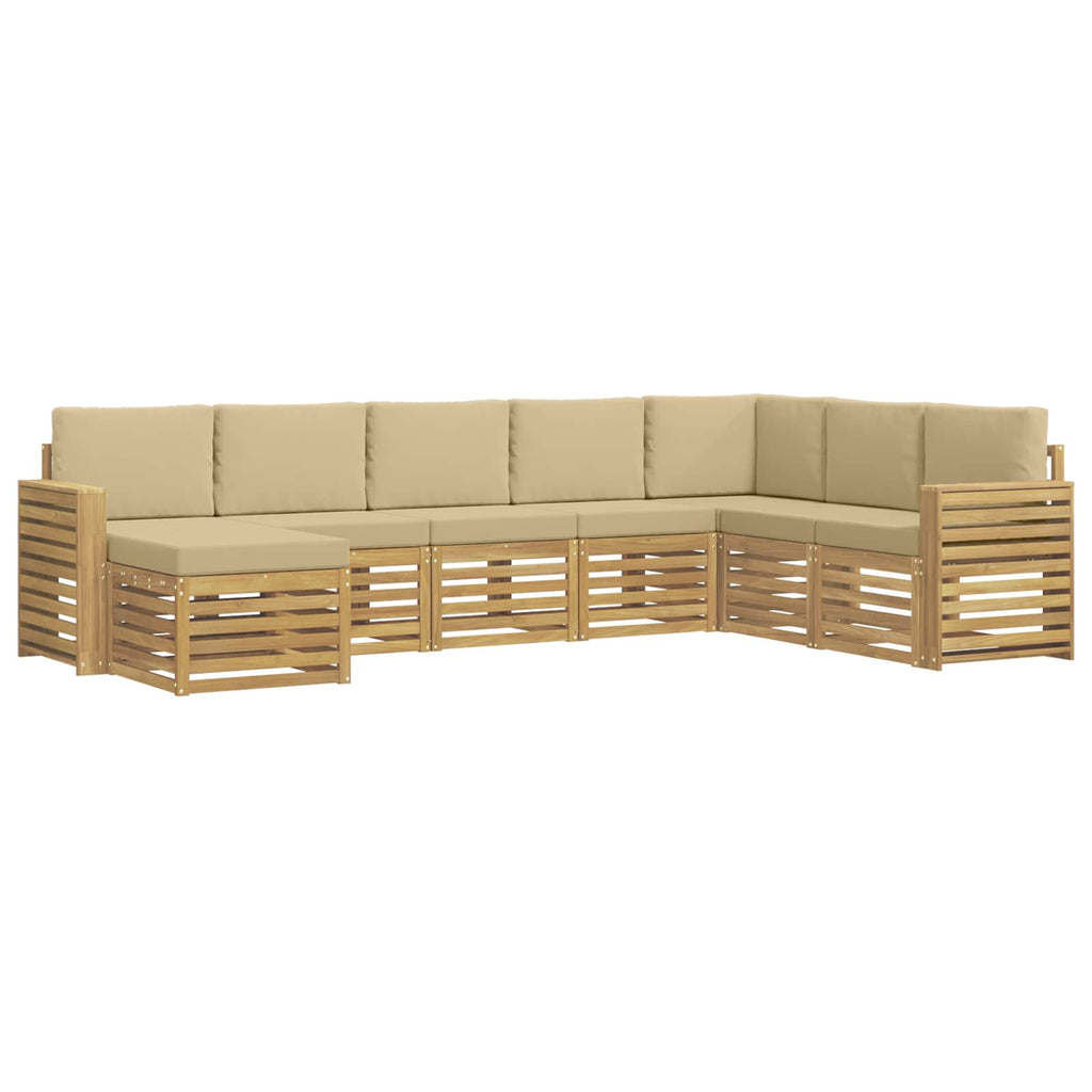 Outdoor-Sofagarnitur 8 pcs Weiß und Beige 310 x 191,5 x 73 cm