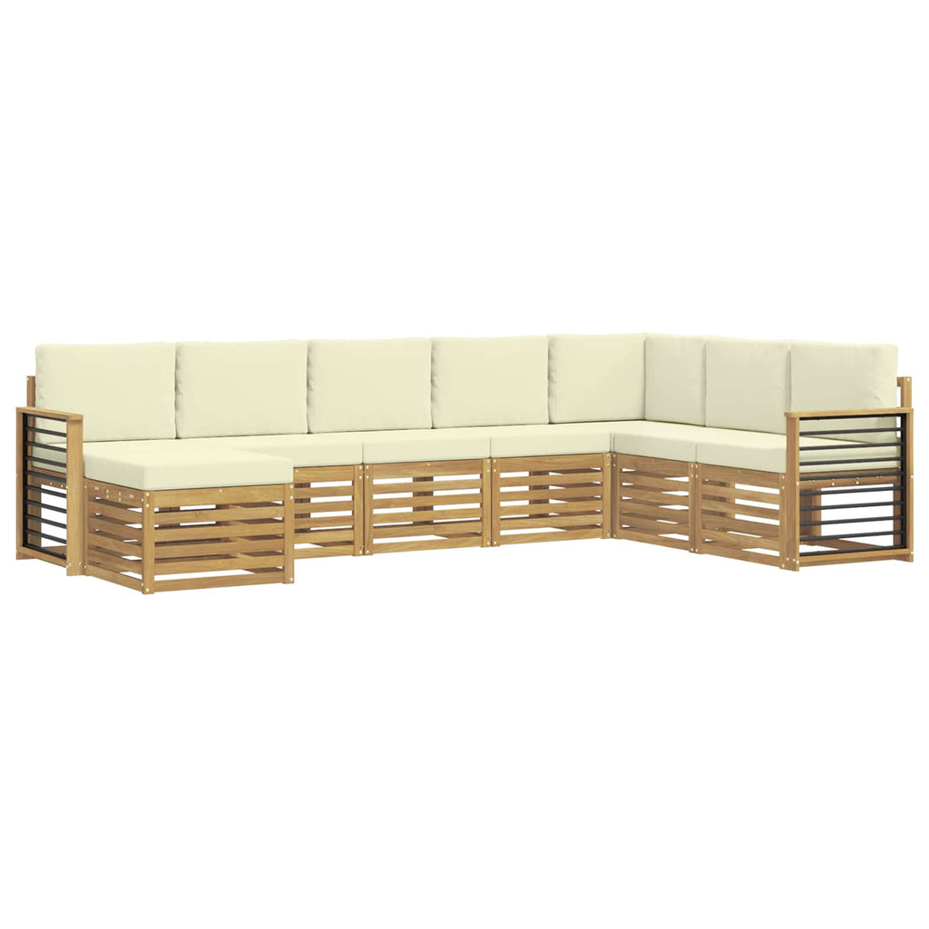 Outdoor-Sofagarnitur 8 pcs Weiß und Creme 306 x 187,5 x 73 cm