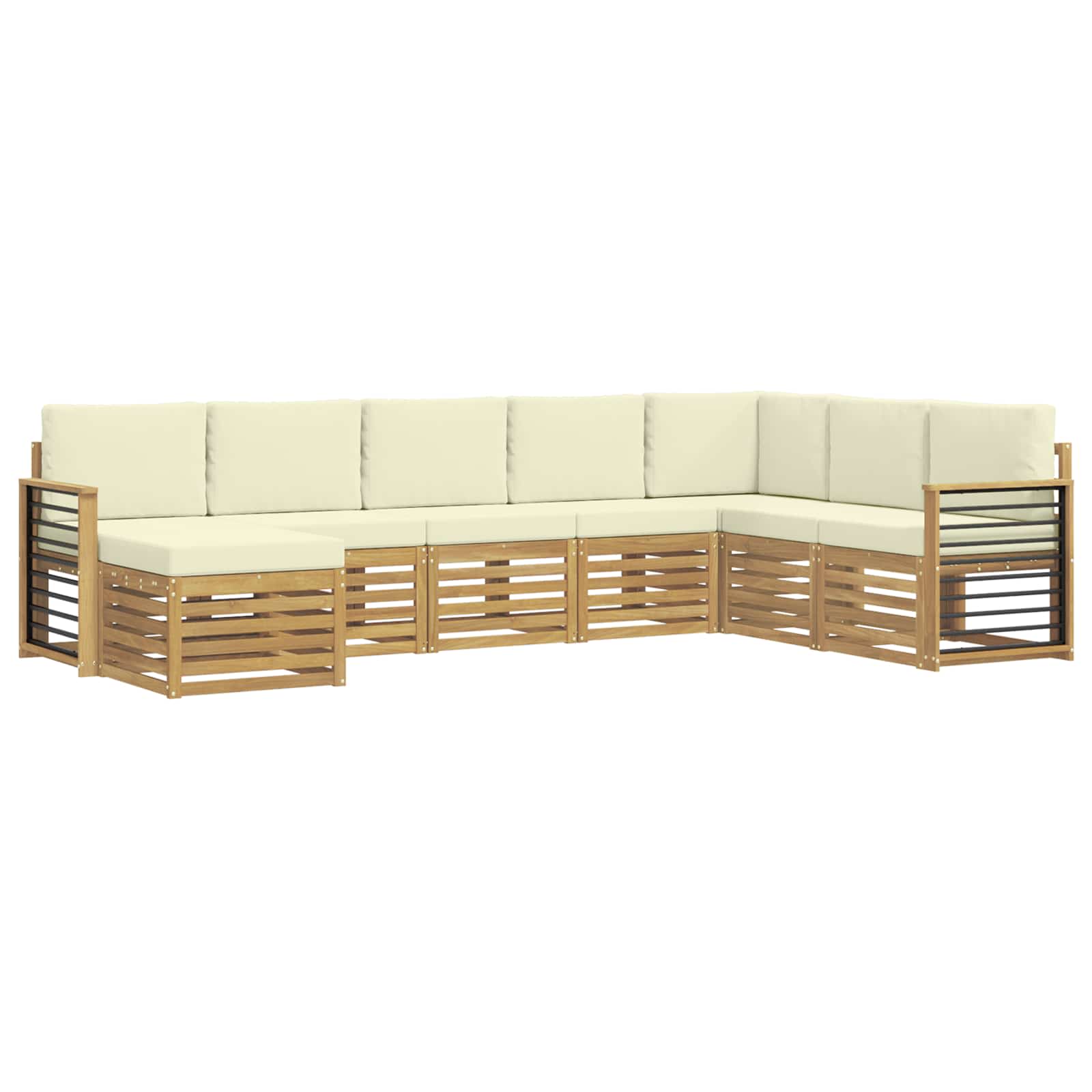 Outdoor-Sofagarnitur 8 pcs Weiß und Creme 306 x 187,5 x 73 cm