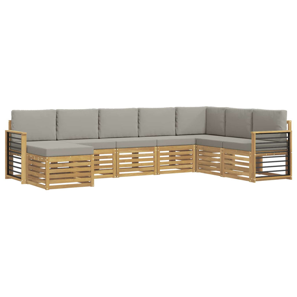 Outdoor-Sofagarnitur 8 pcs Weiß und Hellgrau