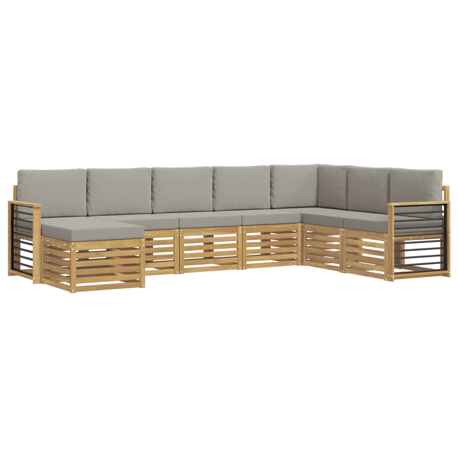 Outdoor-Sofagarnitur 8 pcs Weiß und Hellgrau