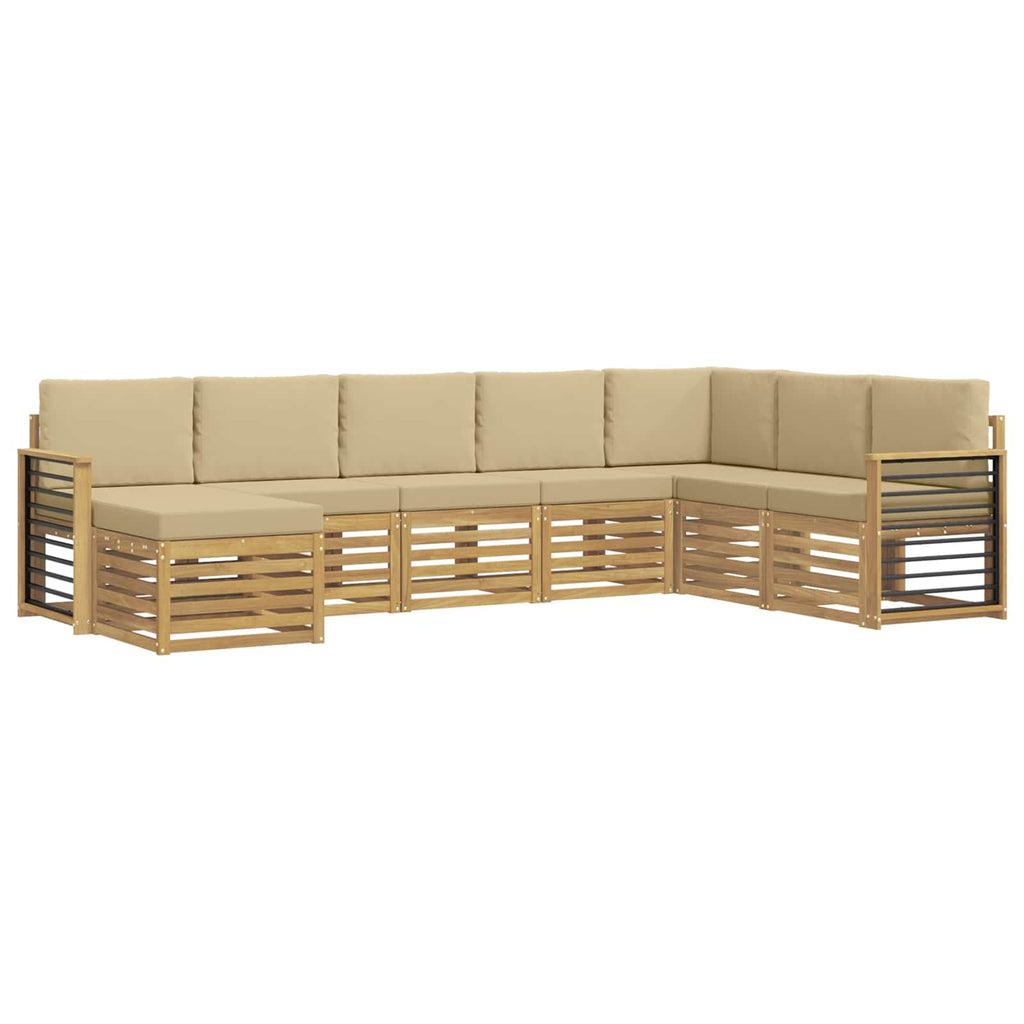 Outdoor-Sofagarnitur 8 pcs Weiß und Beige 306 x 187,5 x 73 cm