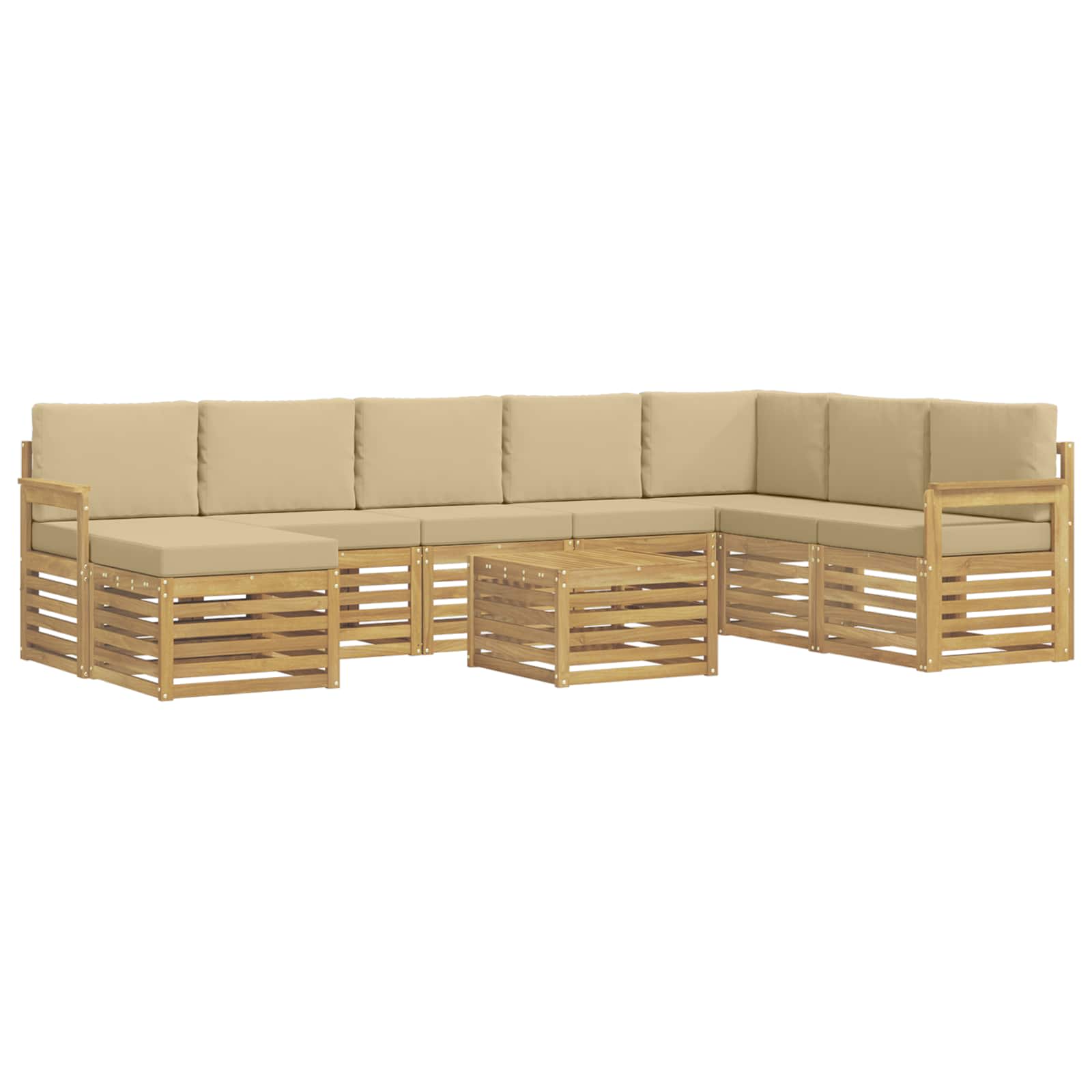 Outdoor-Sofagarnitur 7 pcs Weiß und Beige 59 x 59 x 37 cm