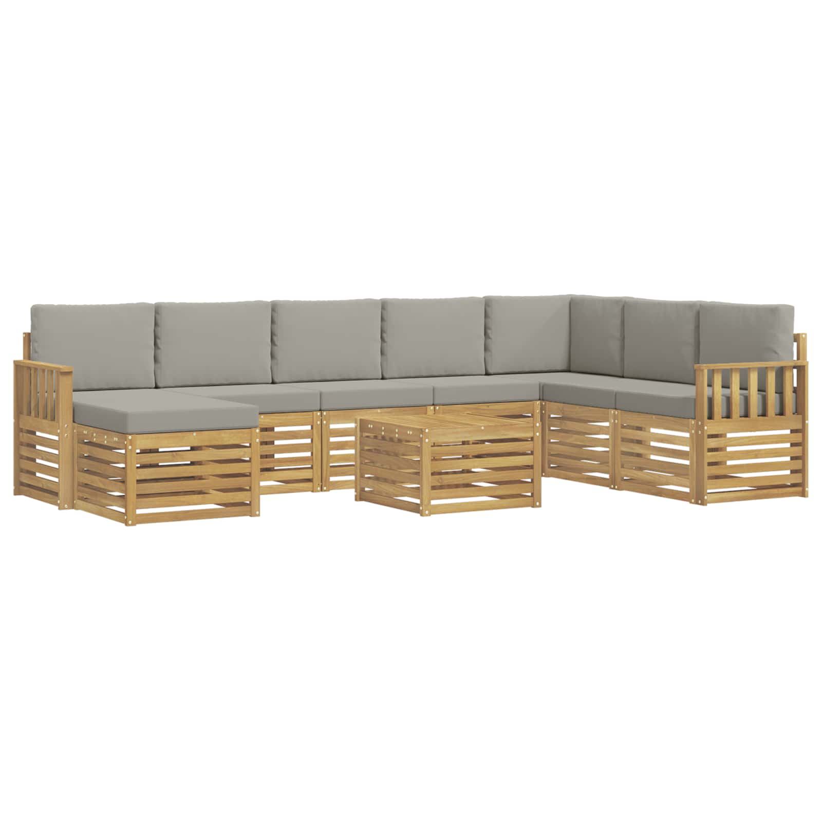 Outdoor-Sofagarnitur 7 pcs Weiß und Hellgrau 59 x 59 x 37 cm