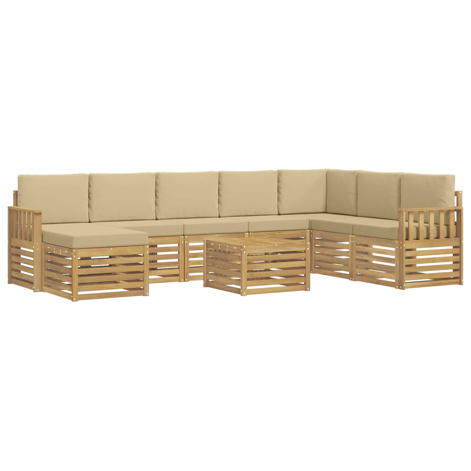 Outdoor-Sofagarnitur 7 pcs Weiß und Beige 59 x 59 x 37 cm