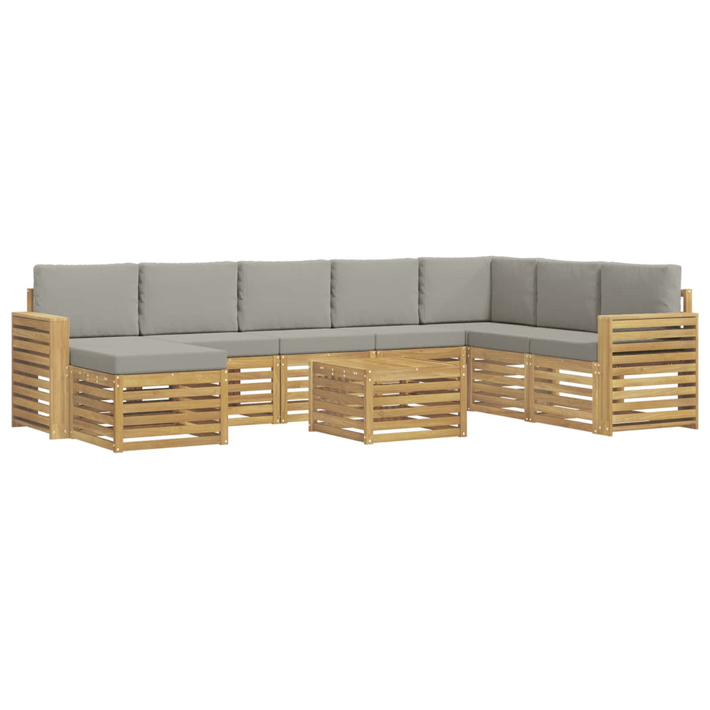 Outdoor-Sofagarnitur 9 pcs Weiß und Hellgrau 59 x 59 x 37 cm