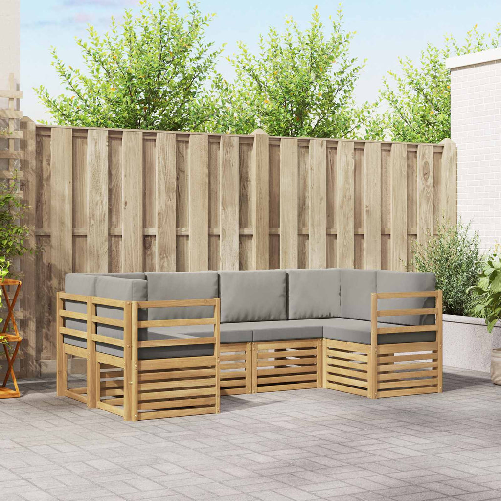 Ecksofa Set 6 pcs Weiß und Hellgrau 245 x 126,5 x 73 cm