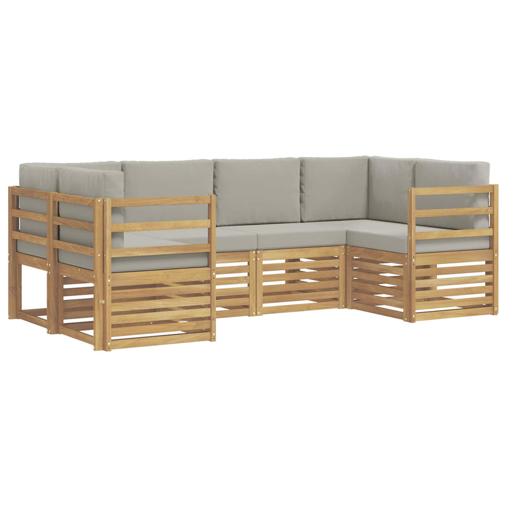 Ecksofa Set 6 pcs Weiß und Hellgrau 245 x 126,5 x 73 cm