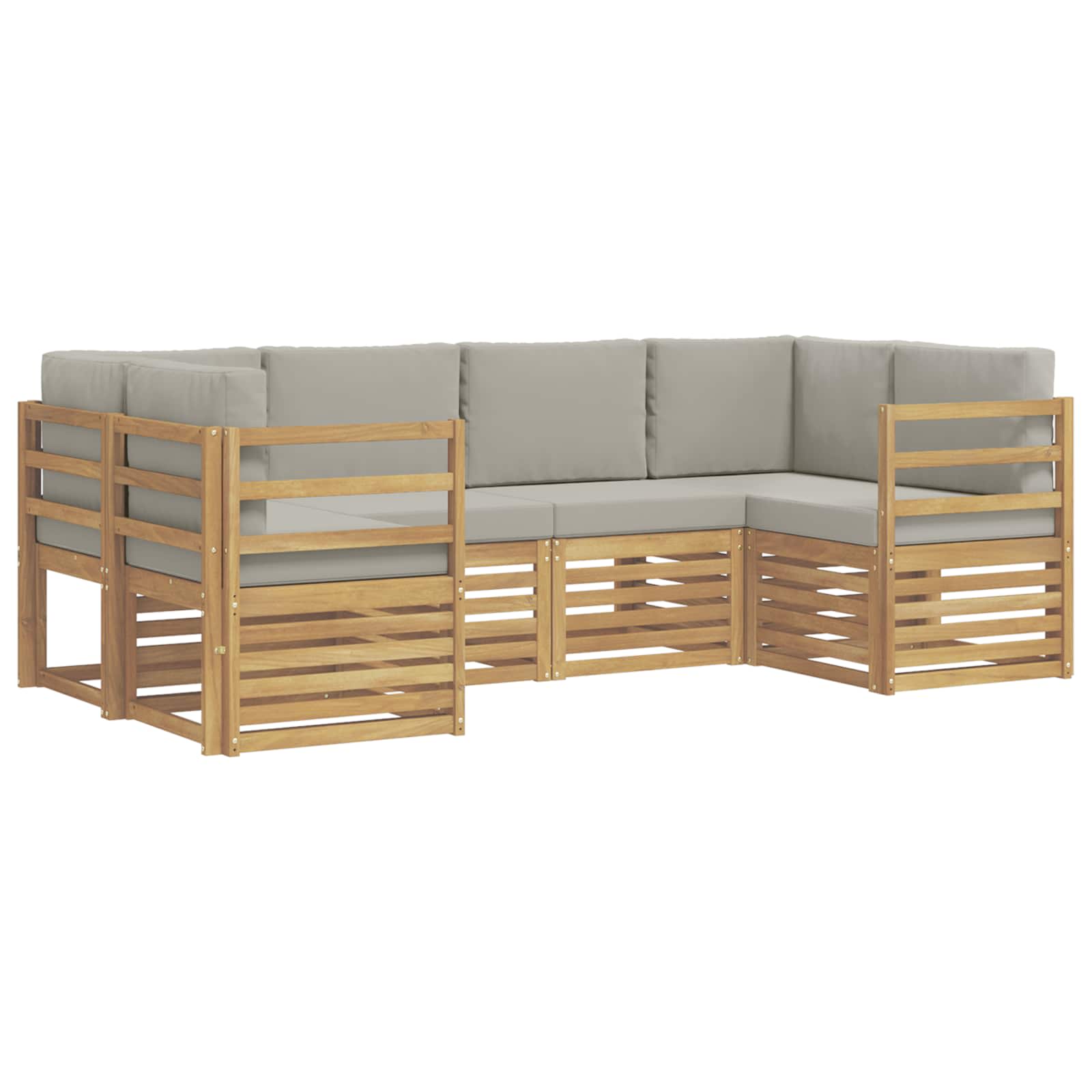 Ecksofa Set 6 pcs Weiß und Hellgrau 245 x 126,5 x 73 cm