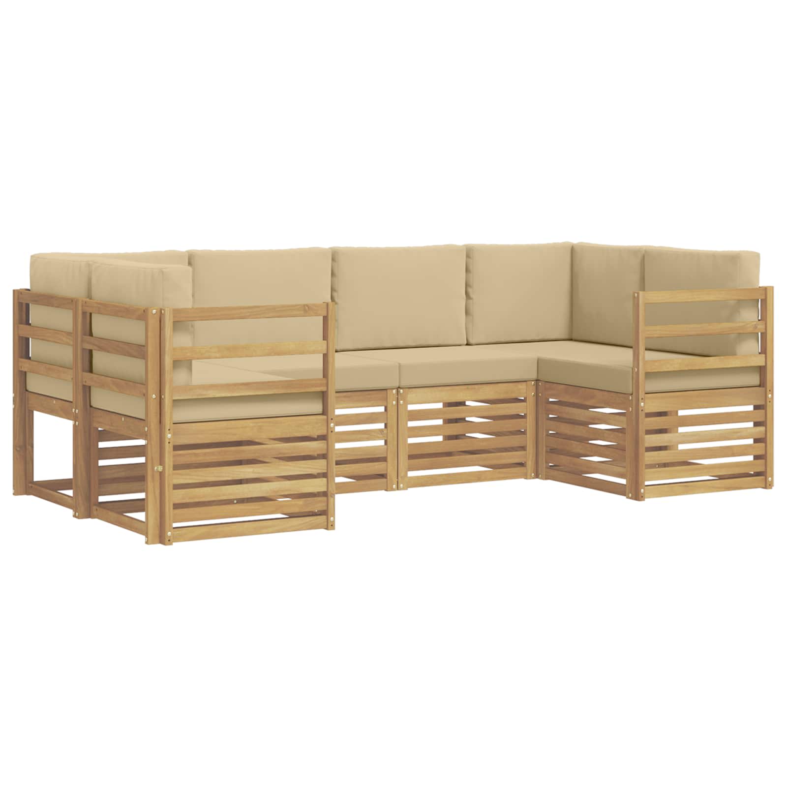 Ecksofa Set 6 pcs Weiß und Beige 245 x 126,5 x 73 cm Polyester