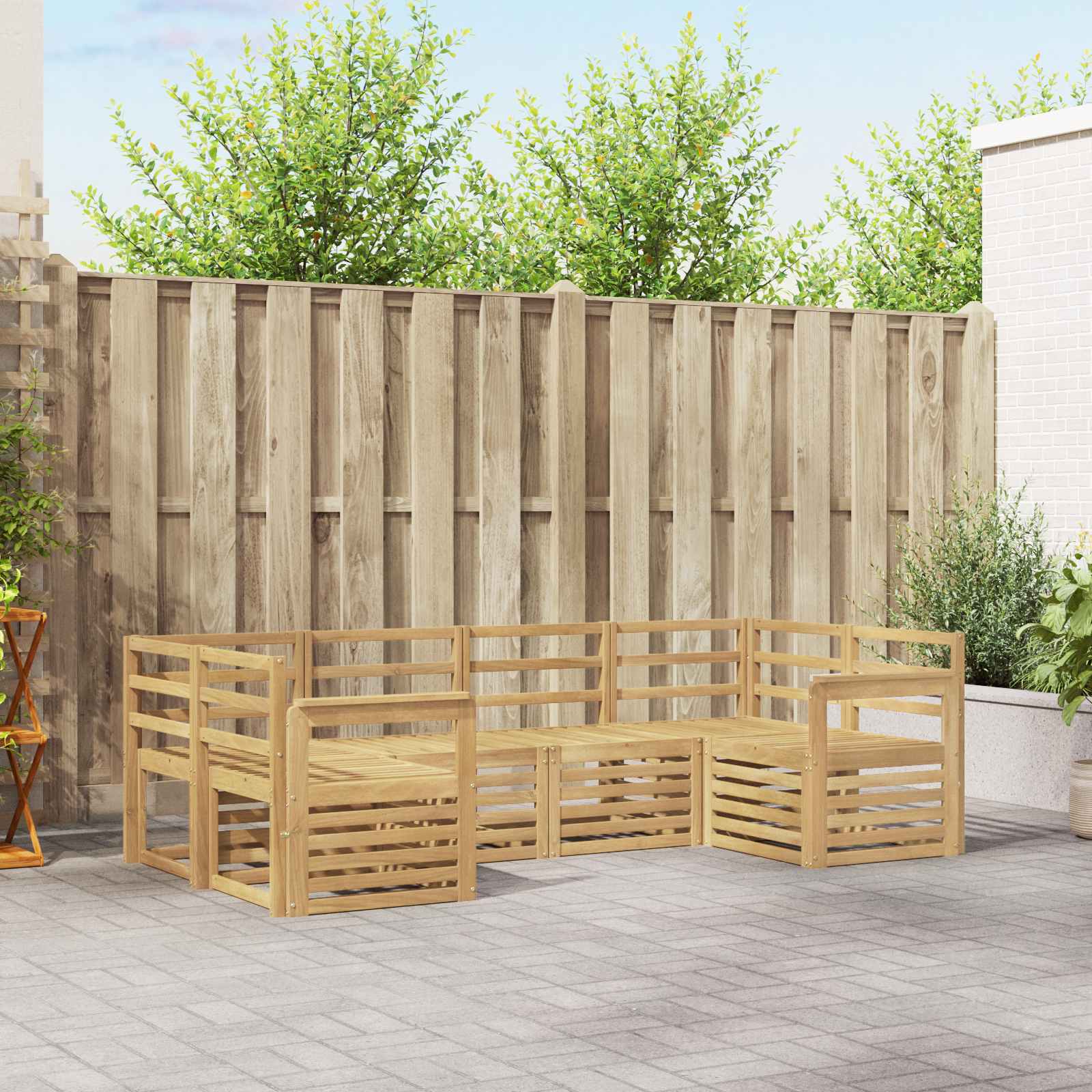 Outdoor-Sofagarnitur 6 pcs Weiß 245 x 128,5 x 73 cm