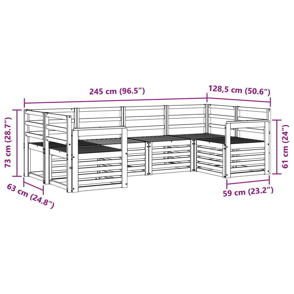Outdoor-Sofagarnitur 6 pcs Weiß 245 x 128,5 x 73 cm