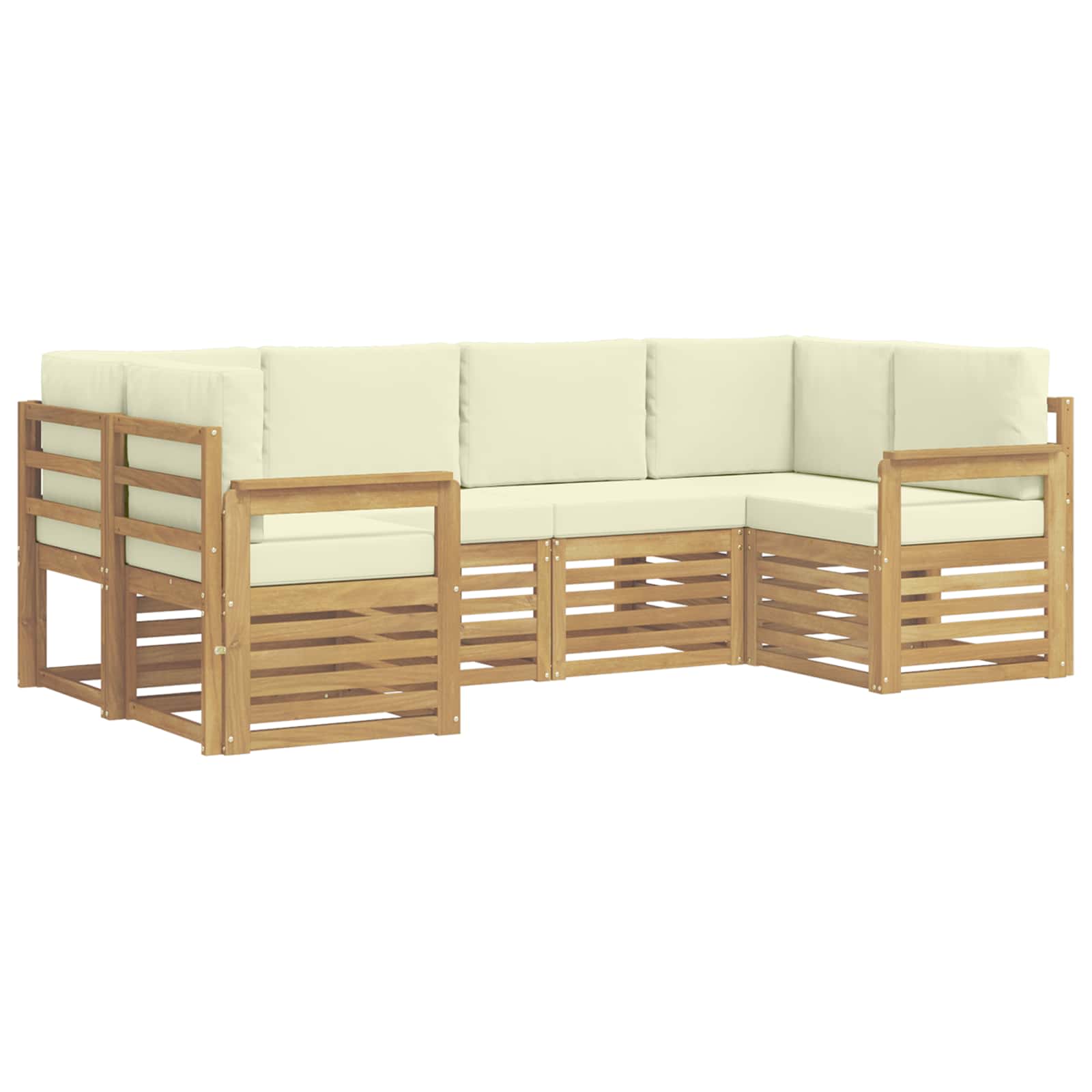 Outdoor-Sofagarnitur 5 pcs Weiß und Creme 245 x 128,5 x 73 cm