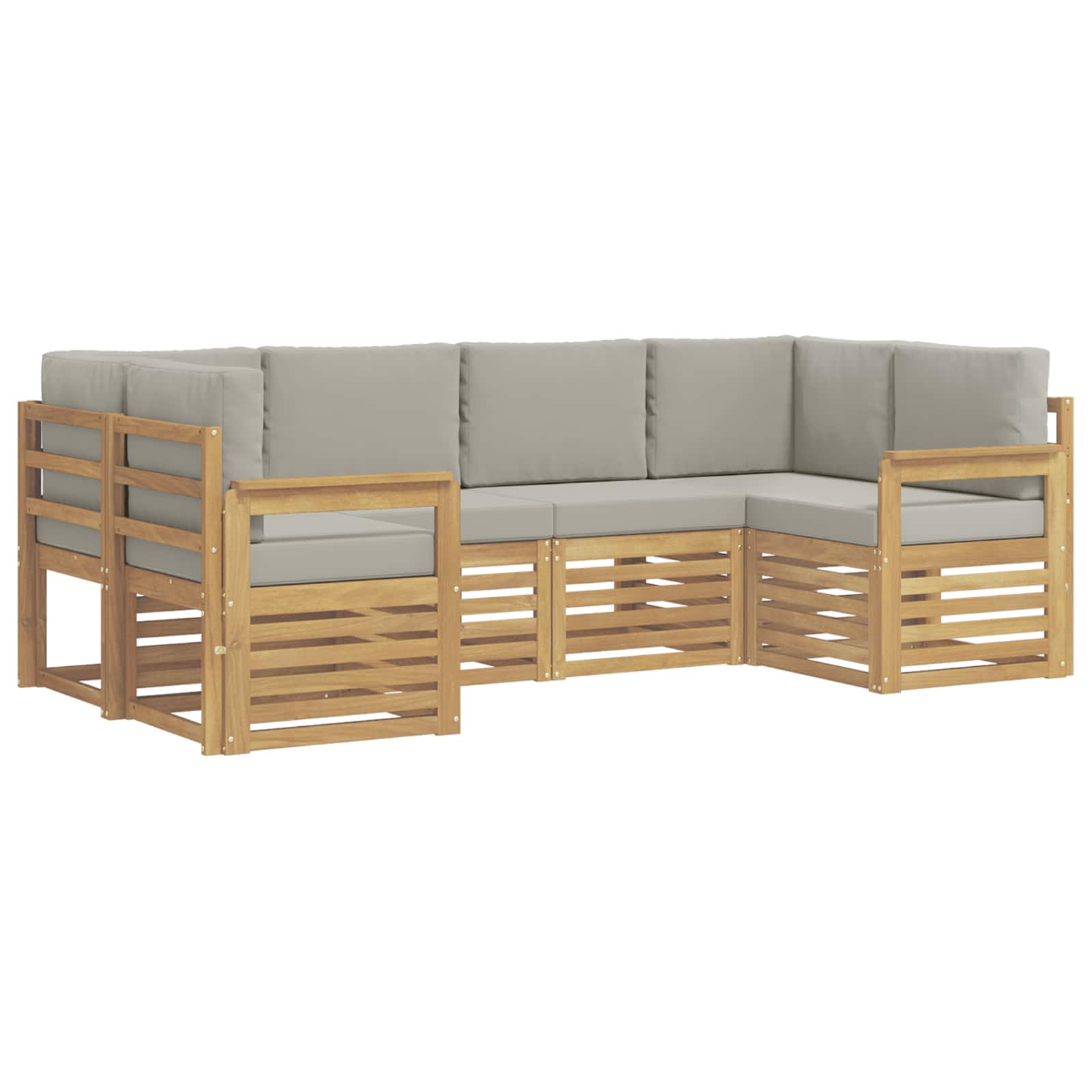 Outdoor-Sofagarnitur 5 pcs Weiß und Hellgrau
