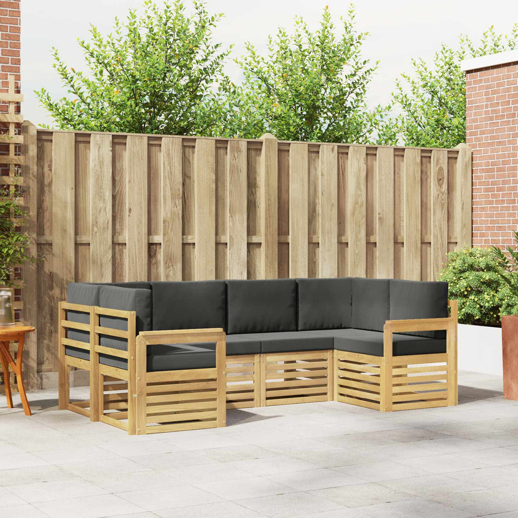 Outdoor-Sofagarnitur 5 pcs Weiß und Anthrazit