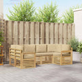 Outdoor-Sofagarnitur 5 pcs Weiß und Beige 245 x 128,5 x 73 cm