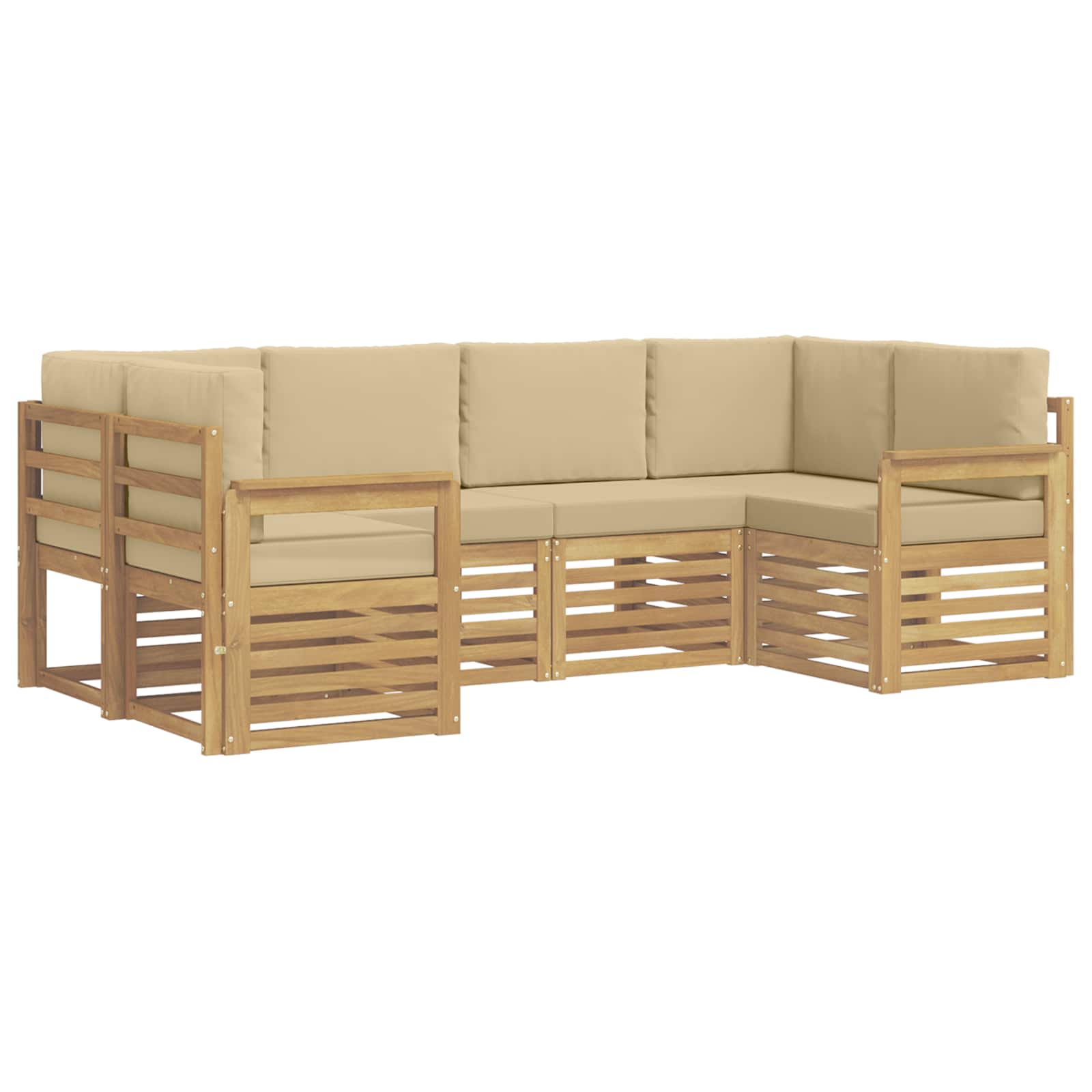 Outdoor-Sofagarnitur 5 pcs Weiß und Beige 245 x 128,5 x 73 cm