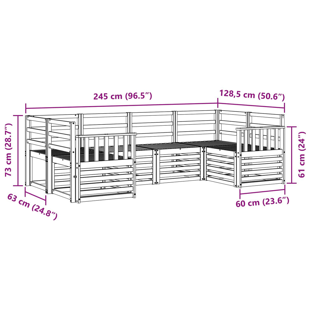 Outdoor-Sofagarnitur 6 pcs Weiß 245 x 128,5 x 73 cm