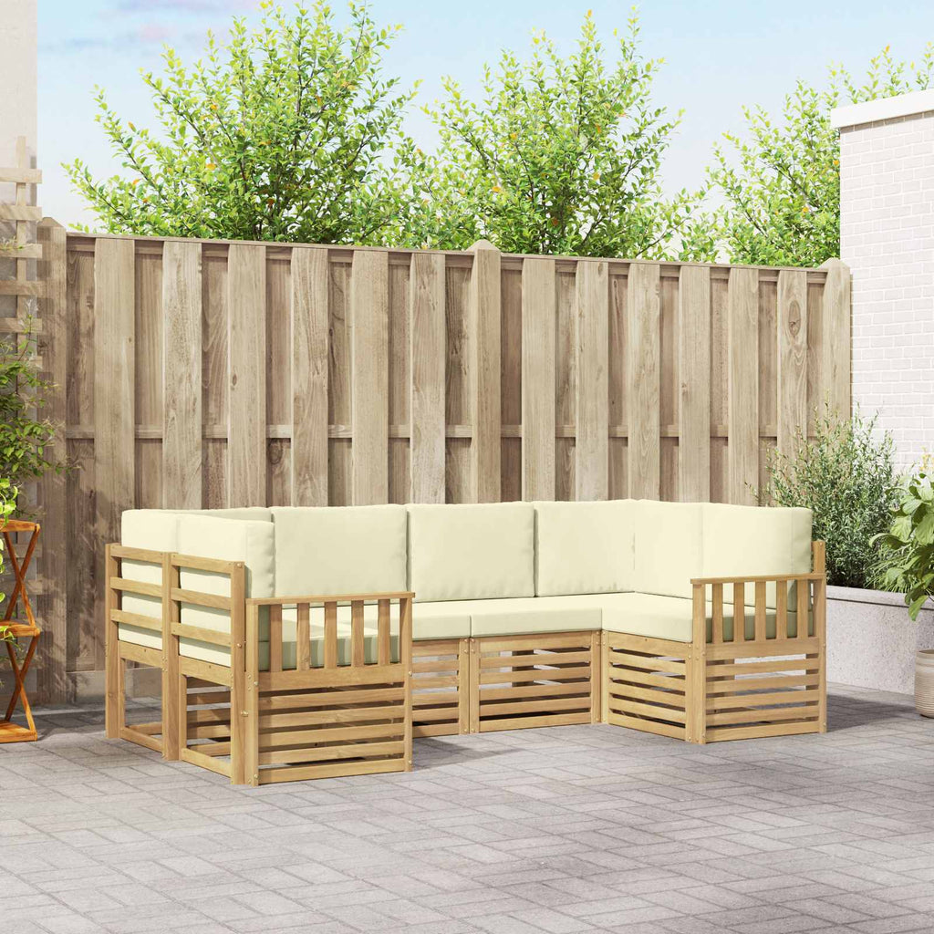 Outdoor-Sofagarnitur 5 pcs Weiß und Creme 245 x 128,5 x 73 cm