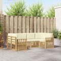 Outdoor-Sofagarnitur 5 pcs Weiß und Creme 245 x 128,5 x 73 cm