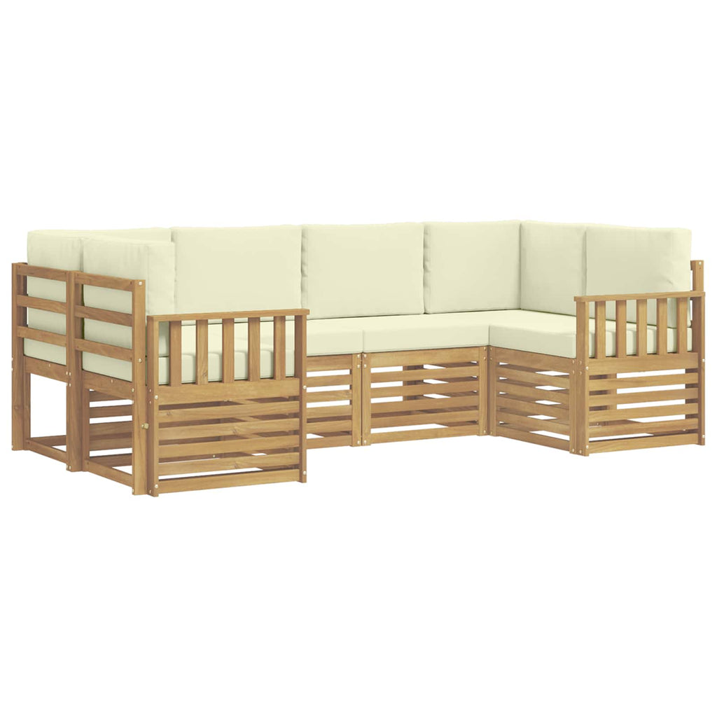 Outdoor-Sofagarnitur 5 pcs Weiß und Creme 245 x 128,5 x 73 cm