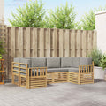 Outdoor-Sofagarnitur 5 pcs Weiß und Hellgrau