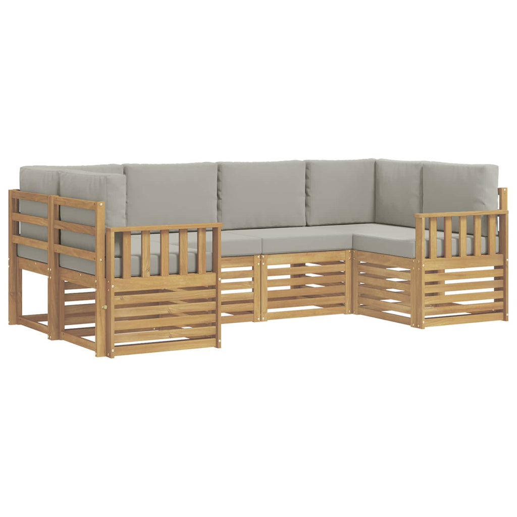 Outdoor-Sofagarnitur 5 pcs Weiß und Hellgrau