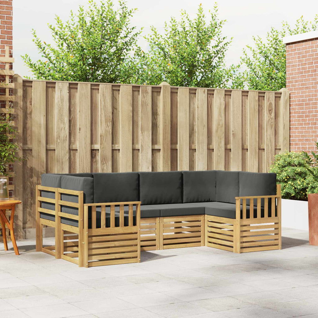 Outdoor-Sofagarnitur 5 pcs Weiß und Anthrazit