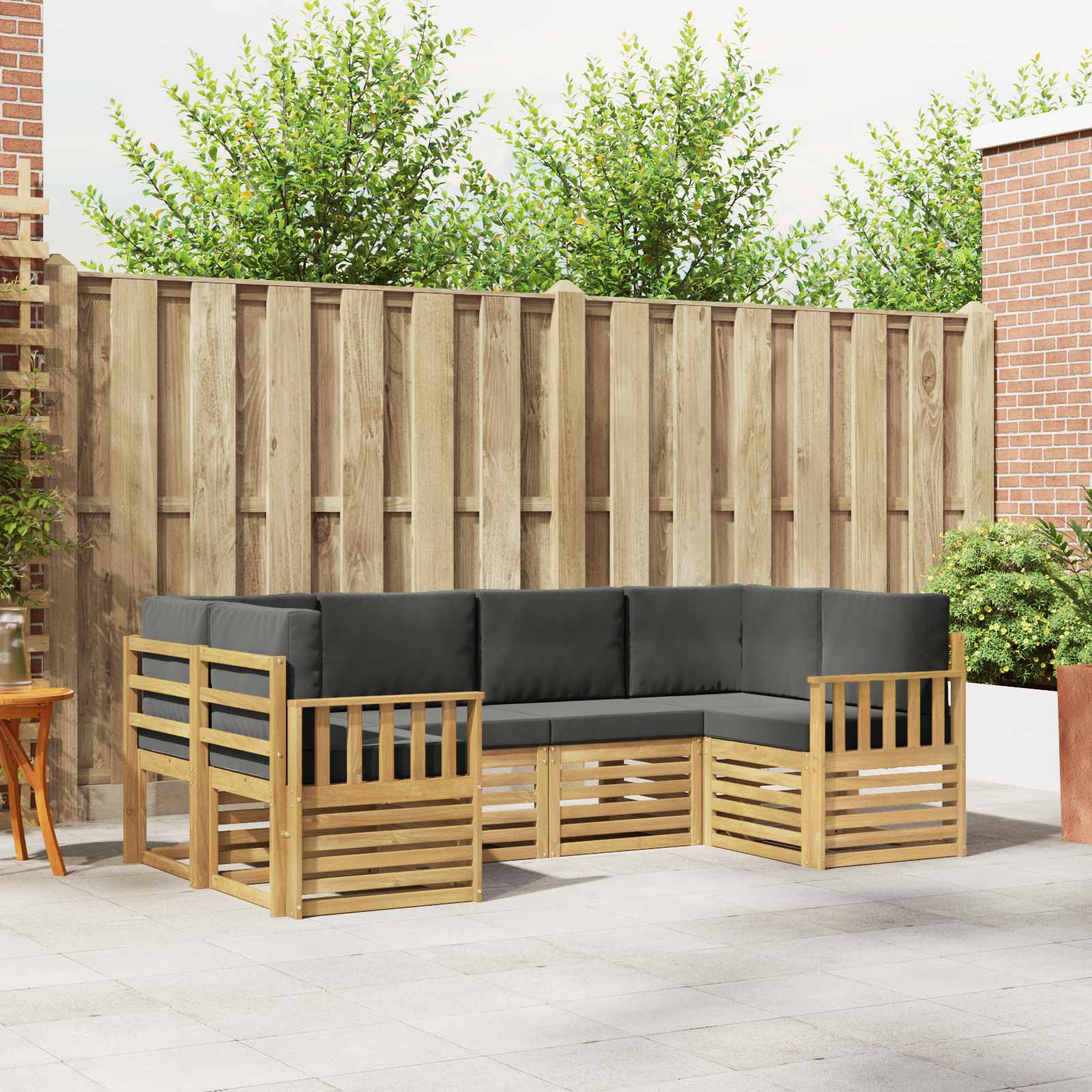 Outdoor-Sofagarnitur 5 pcs Weiß und Anthrazit