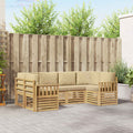 Outdoor-Sofagarnitur 5 pcs Weiß und Beige 245 x 128,5 x 73 cm