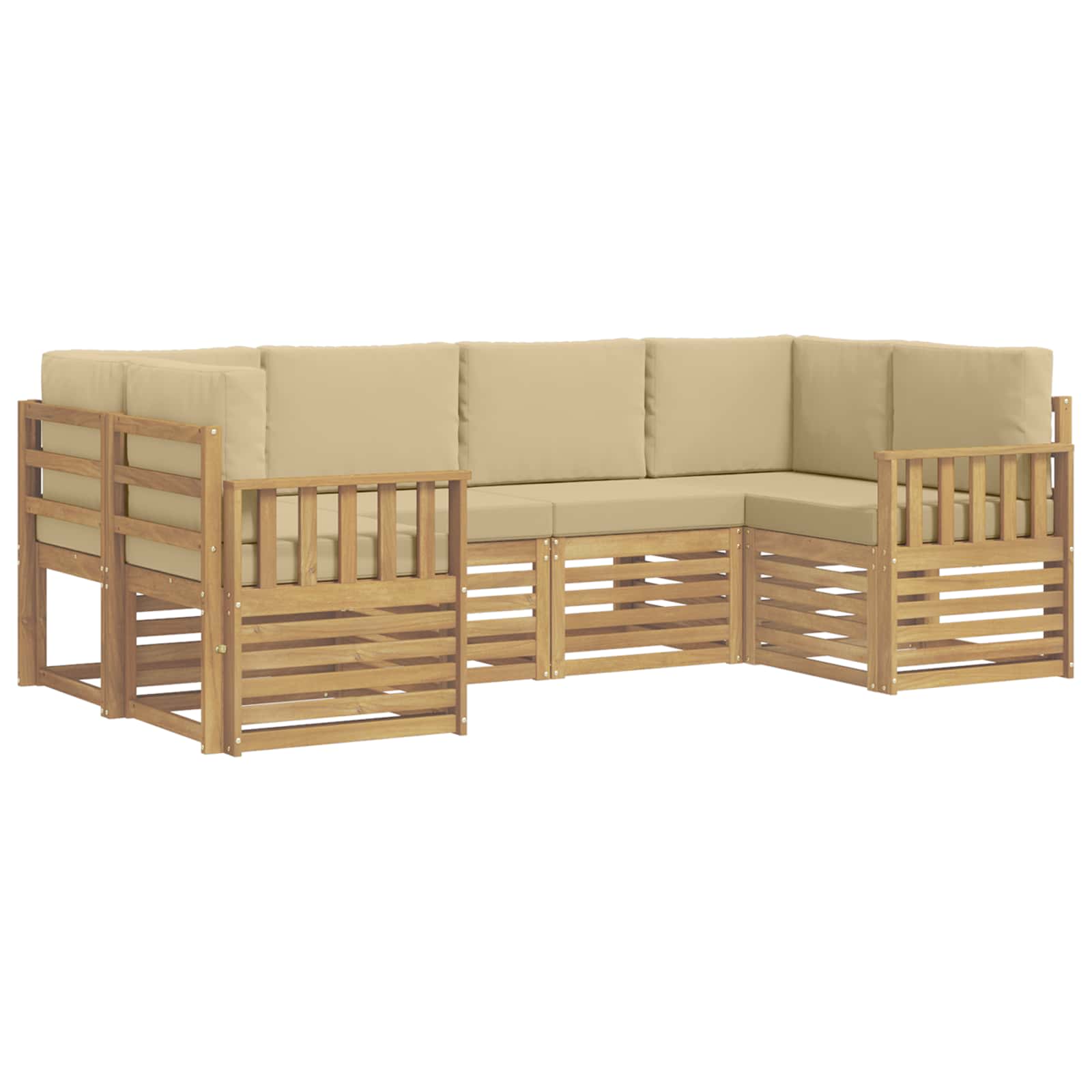 Outdoor-Sofagarnitur 5 pcs Weiß und Beige 245 x 128,5 x 73 cm