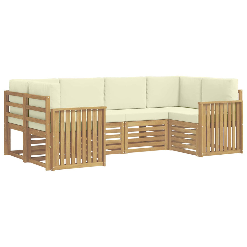 Outdoor-Sofagarnitur 6 pcs Weiß und Creme 245 x 128,5 x 73 cm