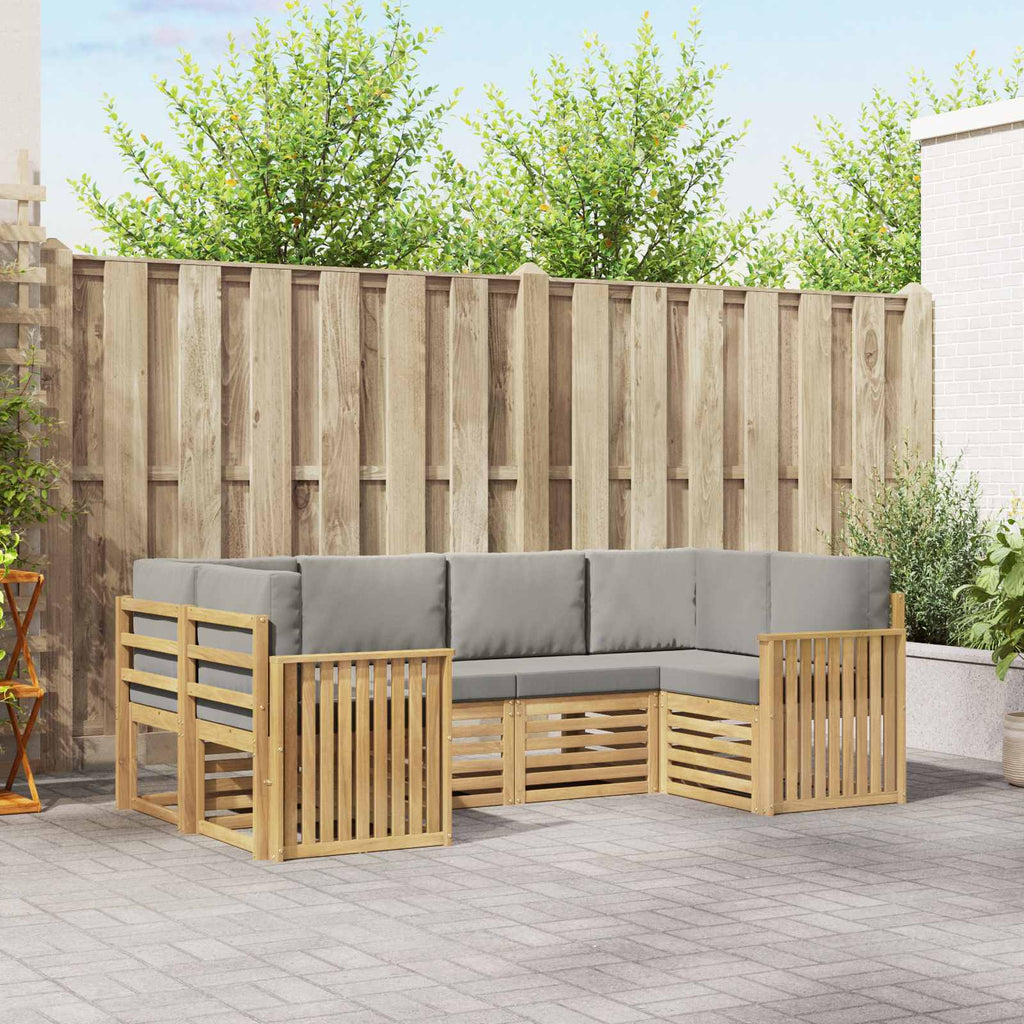 Outdoor-Sofagarnitur 6 pcs Weiß und Hellgrau