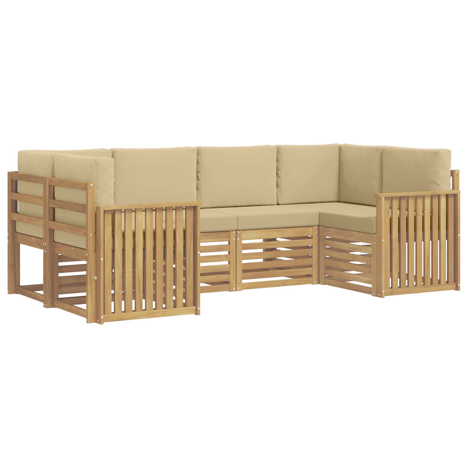 Outdoor-Sofagarnitur 6 pcs Weiß und Beige 245 x 128,5 x 73 cm