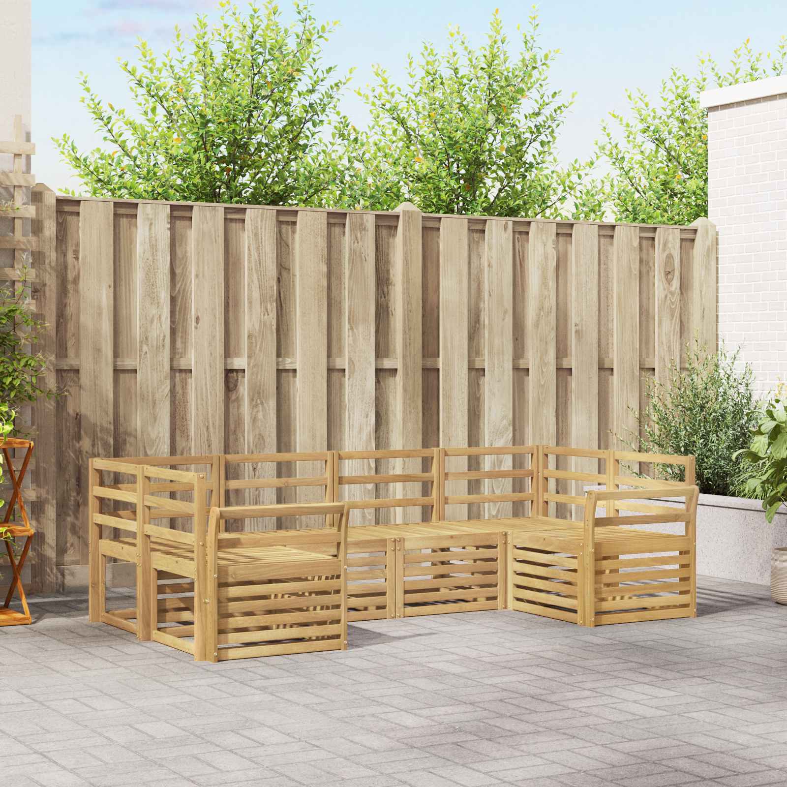 Outdoor-Sofagarnitur 6 pcs Weiß 245 x 130,5 x 73 cm
