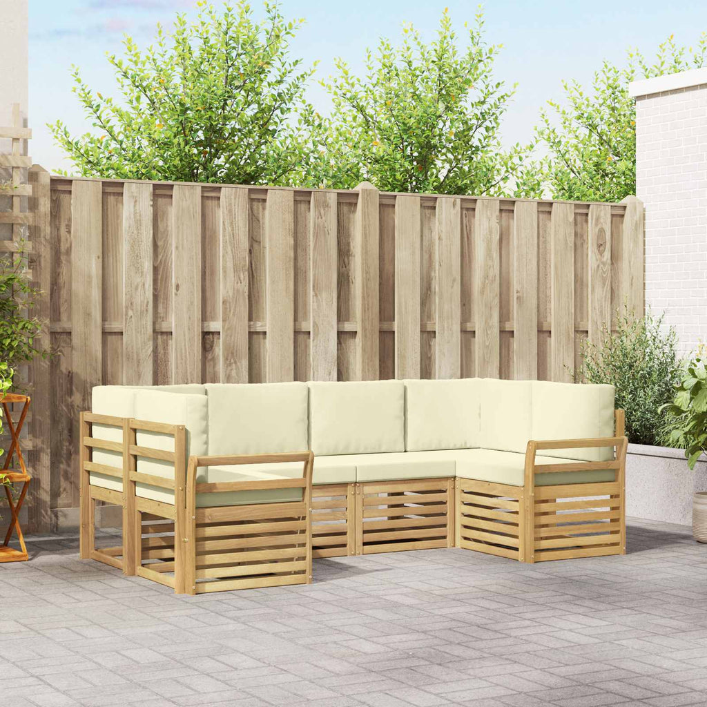 Outdoor-Sofagarnitur 6 pcs Weiß und Creme 245 x 130,5 x 73 cm