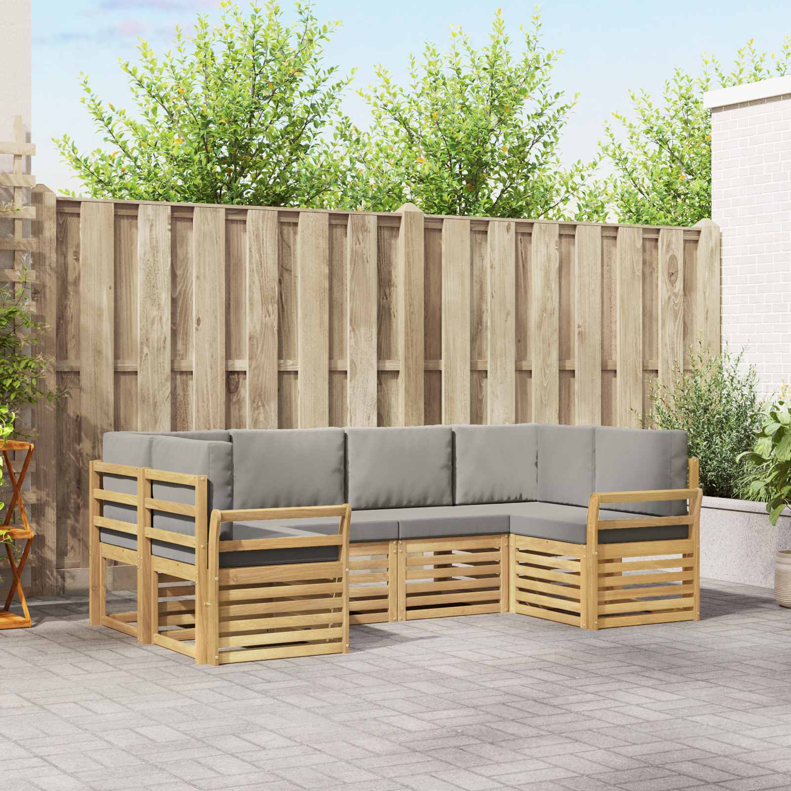 Outdoor-Sofagarnitur 6 pcs Weiß und Hellgrau