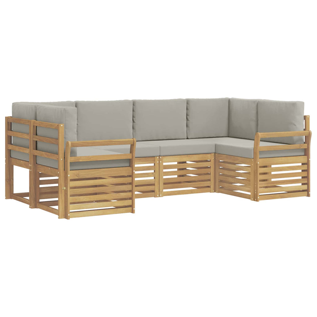 Outdoor-Sofagarnitur 6 pcs Weiß und Hellgrau